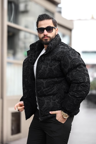 Erkek Dik Yaka Kışlık Flok Mont Çok Renkli