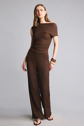 Defacto Wıde Leg Kırışık Dokulu Pantolon E2841ax26spbn167 Kahve-bn167