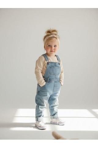 Zekids Kız Bebek Çiçek Desenli Pamuklu Uzun Kollu Bluz-16943 KREM