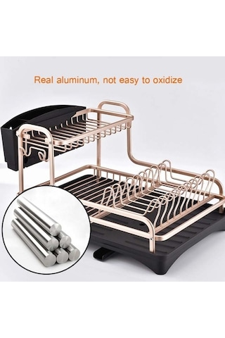 Didadodo Çift Katmanlı Uzay Alüminyum Bulaşıklık Mutfak Drenaj Rafı Çok Renkli