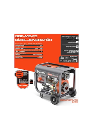 Lutian Lt8gf-me-f3 Dizel Jeneratör 10 Kva Monofaze Marşlı 12 Hp