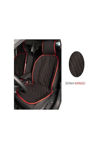 Volvo V60 Station Wagon Uyumlu Koltuk Minderi Ön 2'li Set Elegance Siyah Kırmızı Çizgili