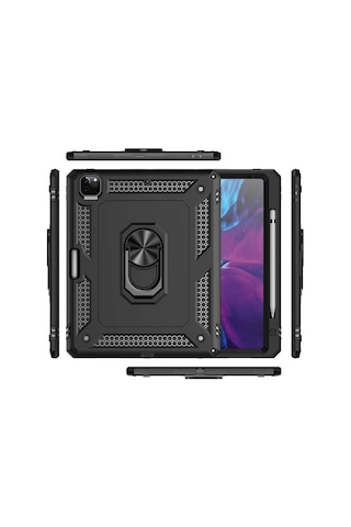 Goocamp Apple Uyumlu iPad Pro 12.9 2020 4.nesil - Tablet Vega Kapak-siyah Tablet Kılıfı