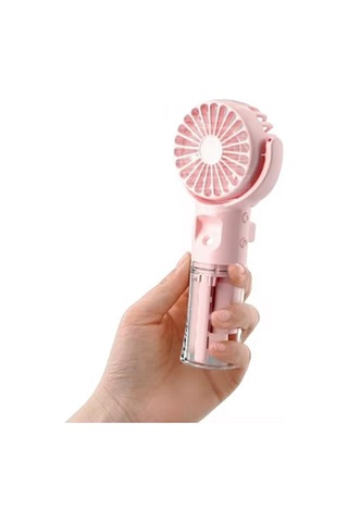Avuç İçi Taşınabilir Su Spreyli Şarjlı Mini Vantilatör El Fanı F4 Pembe