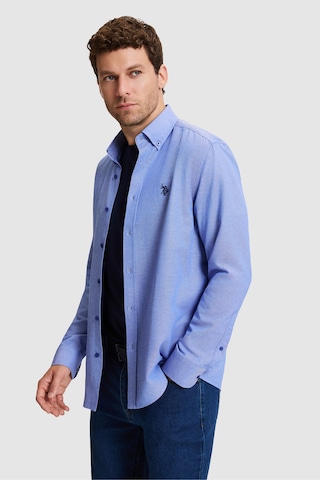 U.S. Polo Assn. Erkek Saks Uzun Kollu Basic Gömlek 50324708 Vr032 Koyu Mavi