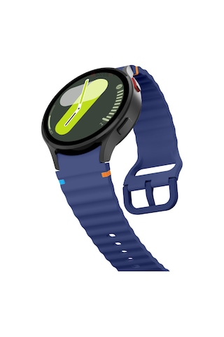 Samsung Galaxy Watch 7 40mm-44mm İle Uyumlu Metal Tokalı Dalgalı Spor Silikon Kordon
