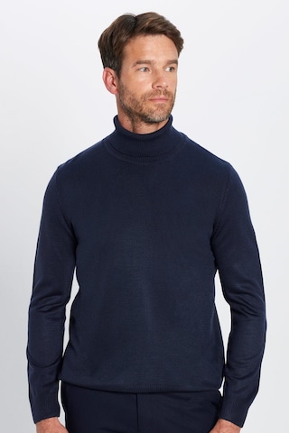 Tudors Erkek Slim Fit Dar Kesim Yumuşak Dokulu Tüylenmeyen Lacivert Tam Balıkçı Yaka Triko Kazak-29110 Lacivert