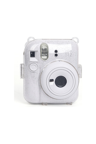 Instax Mini 12 Makine Uyumlu Beyaz Simli Pleksi Kılıf
