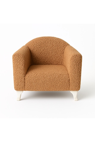 Bouclé Teddy Çocuk Koltuğu Dokulu Premium Kumaş Tarçın Camel Kahve