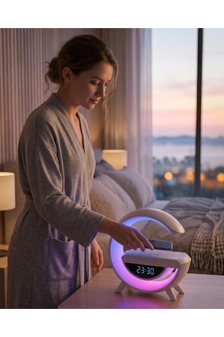 Plentiful Plentifulçok Fonksiyonlu Kablosuz Şarjlı Saat Hoparlör Rgb Işık Ve Alarm Özellikli