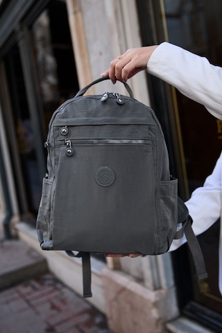 Sanmorris Unisex Suya Dayanıklı Krinkıl Kumaş Çok Gözlü Koyu Gri Laptop Okul Ve Sırt Çantası Koyu Gri