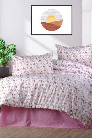 Aytunç Çiçek %100 Pamuklu Çift Kişilik Nevresim Takımı 200x22... Beyaz