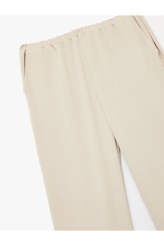 Koton Aerobin Kumaş Straight Fit Düz Bol Paça Pantolon Bej 5sak40552pw Ekru