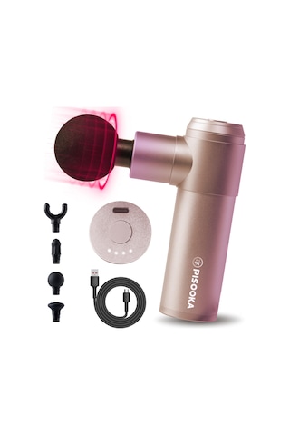 Project Mars Pısooka X2 Kadınlar İçin Mini Masaj Tabancası 0.5kg - Boyun Gerginliği İçin Güçlü El Masaj Aleti - 4 Aparatlı Sessiz Masaj Tabancası, Usb-c Ve Hediye Kutusu Pembe