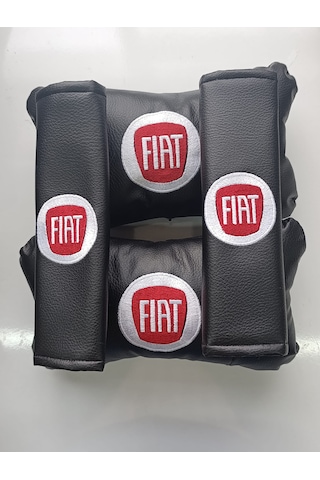Fiat Uyumlu Oto Boyun Yastığı + Emniyet Kemer Pedi Kırmızı Beyaz