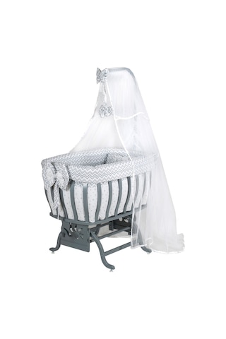 Setaymobilya Beşik, Fiyonklu Özel Seri Mdf Sallanan Beşik + Uyku Seti - Setay