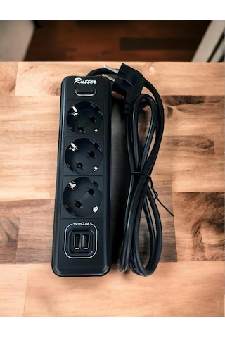 Akım Korumalı Grup Priz 3 Lü Ve 2'li Usb Şarj Portu 2500 Watt