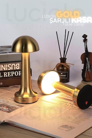 Ct-8429 Mantar Gold Şarjlı Dokunmatik 3 Renk Ayarlanabilir Masa Lambası Diğer