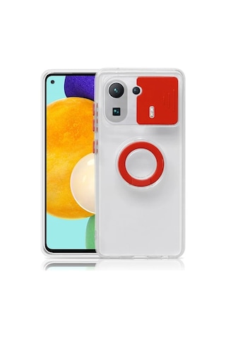 Ally Xiaomi Mi 11 Pro Pembe Silikon Kılıf Sürgülü Kamera Lens Korumalı Yüzük Standlı Mh-hs0702739023