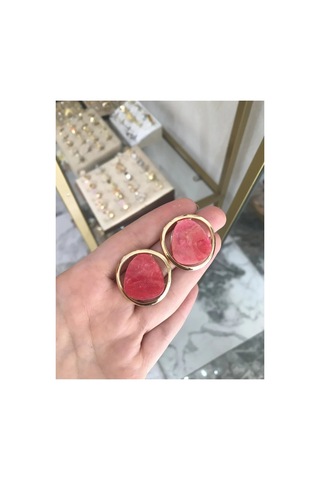 Yeni Seri Sim Detaylı Pembe Küpe