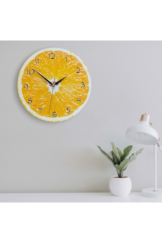 CajuArt Dekoratif Ahşap Portakal İçi Yuvarlak Mutfak Duvar Saati Ahşap