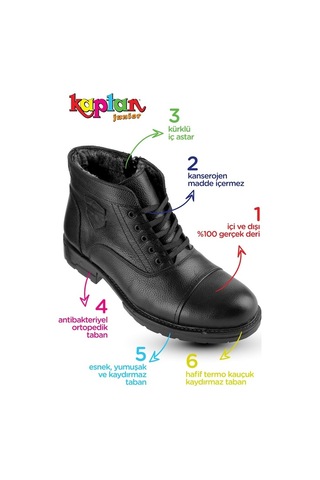Kaptan Junior Içi Kürklü Hakiki Deri Kışlık Erkek Bot Mfre 235