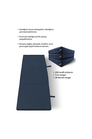 Mavi Katlanır Sünger Misafir Yer Yatağı Ve Balkon Minderi 7cm Mavi