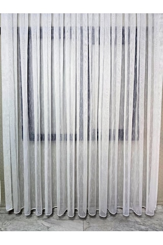 Nokta Çizgi Desenli Şık Tül Perde Ekru 1 E 3 Pileli Et5003santuk