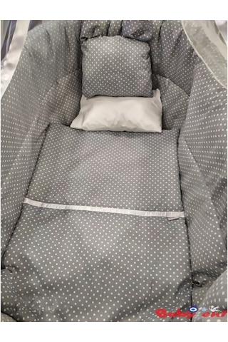 Gri Puantiyeli Sepet Beşik Örtüsü - Babyen1