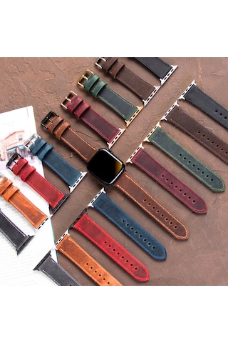 Apple Uyumlu  Watch  42 44 45 49 Mm Ultra Deri Kordon Kayış