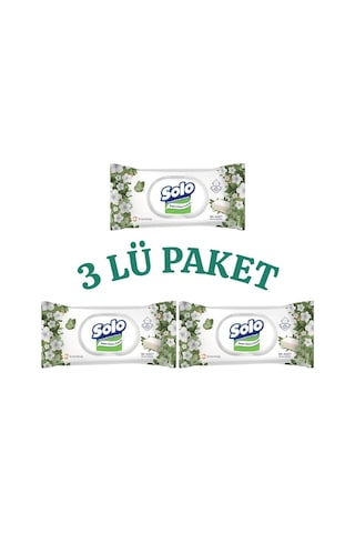 Solo Islak Havlu Beyaz Sabun Kokulu Paket 90 Yaprak 270 Yaprak Bebek Kullanımına Uygun 3'lü