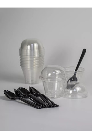 Peakshop Kapaklı Ve Kaşıklı Tek Kullanımlık Kremalı Kremalar 10 Adet 255428716 10