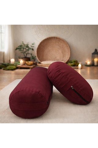 Yuvarlak Zafu Meditasyon Minderi & Bolster Minderi İkili Yoga Meditasyon Minder Seti Bordo