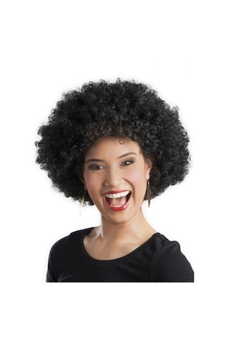 Siyah Renk Kıvırcık Afro Bonus Peruk Parti Peruğu Çok Renkli