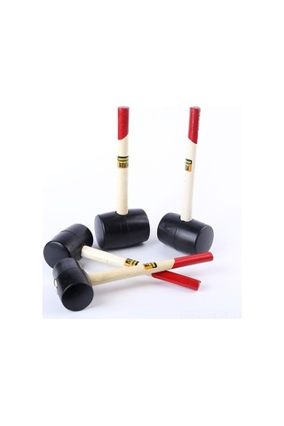 Besthome1 Ahşap Saplı, Yuvarlak Uçlu 1000g Lastik Çekiç - Şok Emici, Dayanıklı