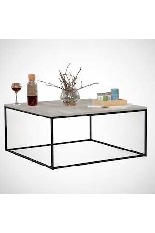 Poly Orta Sehpa Metal & Orta Masa Deniz Meşe /Metal Ayaklı Sehpa