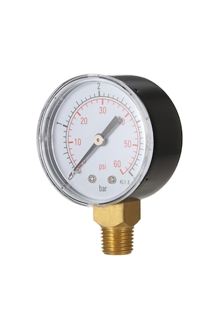 Yaleker Kompakt Çift Skaleli Hidrolik Basınç Ölçer, 0-60 Psı/0-4 Bar, 50mm Çap, 1/4" Npt Bağlantı