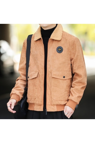 Pasifix Sonbahar ve Kış Günlük Ceket Vintage Kadife Yaka Ceket 001