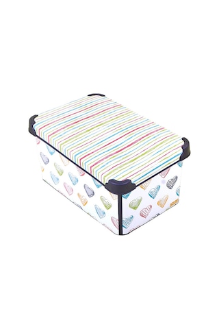 Style Box Colored Zigzag Dekoratif Oyuncak Kutu Seti - 2x 10 Litre Gri Çok Renkli