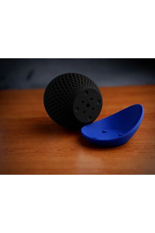 3d Baskı Küre Saksı - Kafes Dokulu İki Parçalı Dekoratif Saksı - Siyah-mavi 93988370