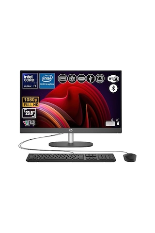 HP Proone 240 G10 D36C6ET-ATL2 Ultra 7 155U 8 GB 512 GB SSD 23.8" FHD Free Dos AIO Masaüstü Bilgisayar