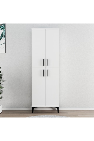 Ferniso Mobilya 4 Kapak 6 Bölmeli Ayakkabılık Full Beyaz