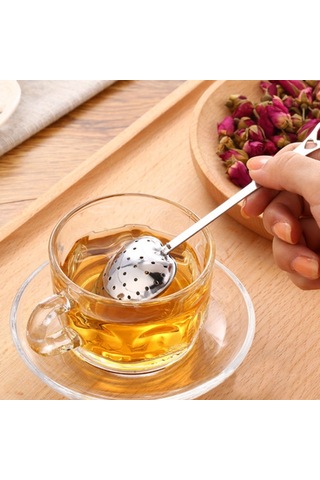 Sones 2 Adet Paslanmaz Çelik Pratik Kalp Şeklinde Çay Demleme Kaşığı Süzgeç