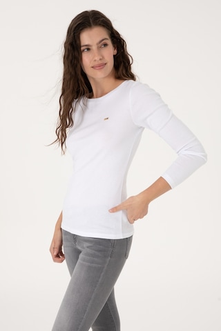 U.S. Polo Assn. Kadın Beyaz Slim Bisiklet Yaka Basic Sweatshırt 50315419-VR013