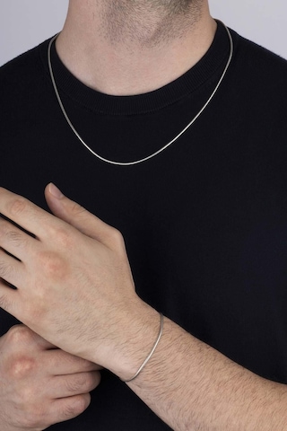 Gümüş Pazarım İtalyan Model Klasik Erkek Gümüş Zincir Kolye Bileklik Kombini Çok Renkli