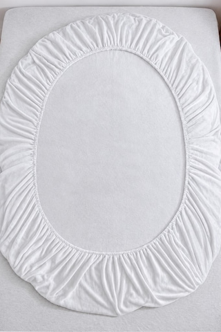 Kadife Kumaş Battal Çift Kişilik Fitted Lastikli Çarşaf Takımı 180x200+30 Cm Beyaz
