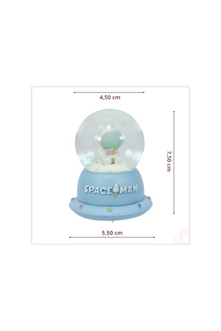 Uçuşan Yıldızlı,7,5cm X 4,5cm Led Işıklı Astronot Küre - Mavi