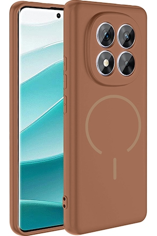 Xiaomi Redmi Note 14 Pro 4g Kılıf M-safe Şarj Özellikli Zore Meta Kapak Kahverengi