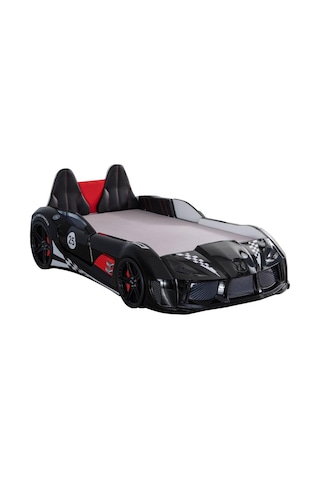 Setay Arabalı Yatak, Raceing Car V8 Full Ledli Koltuklu Arabalı Yatak - Siyah 100x190