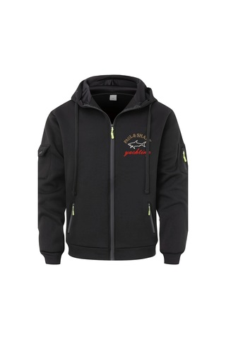 Erkek Sonbahar Ve Kış Fermuarlı Kapüşonlu Sweatshirt Kırmızı